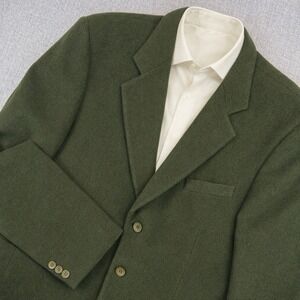 VTG 90s Beroni Wool Cashmere Sport Coat Blazer Men 42R Dark Green Academia Prep
